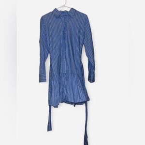 Chic Blue Striped Shirt Dress